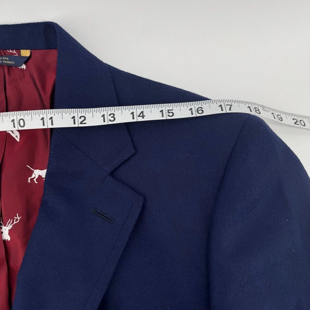 Brooks Brothers Blazer Mens 40S Navy Blue Cashmere Gold Crest Button Tailored